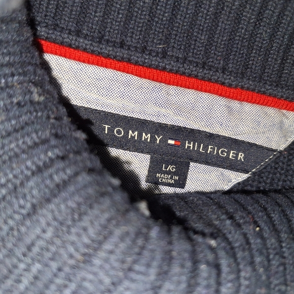 Tommy Hilfiger Mock Neck Red White Blue Stripe Sweater Women's Large Patriotic - Picture 4 of 4